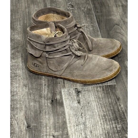 UGG Australia Reid Ankle Boots Womens 9 Brown Suede Bootie Moccasins 1019129 - Picture 9 of 10